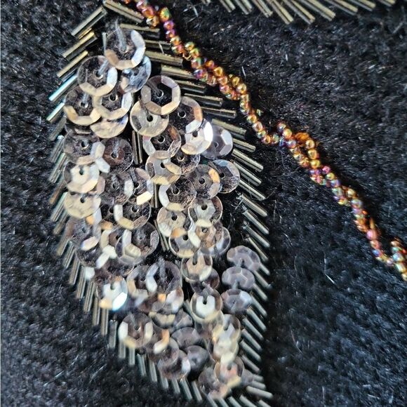 Vintage Black Knit Sequin Sweater - Picture 4 of 5